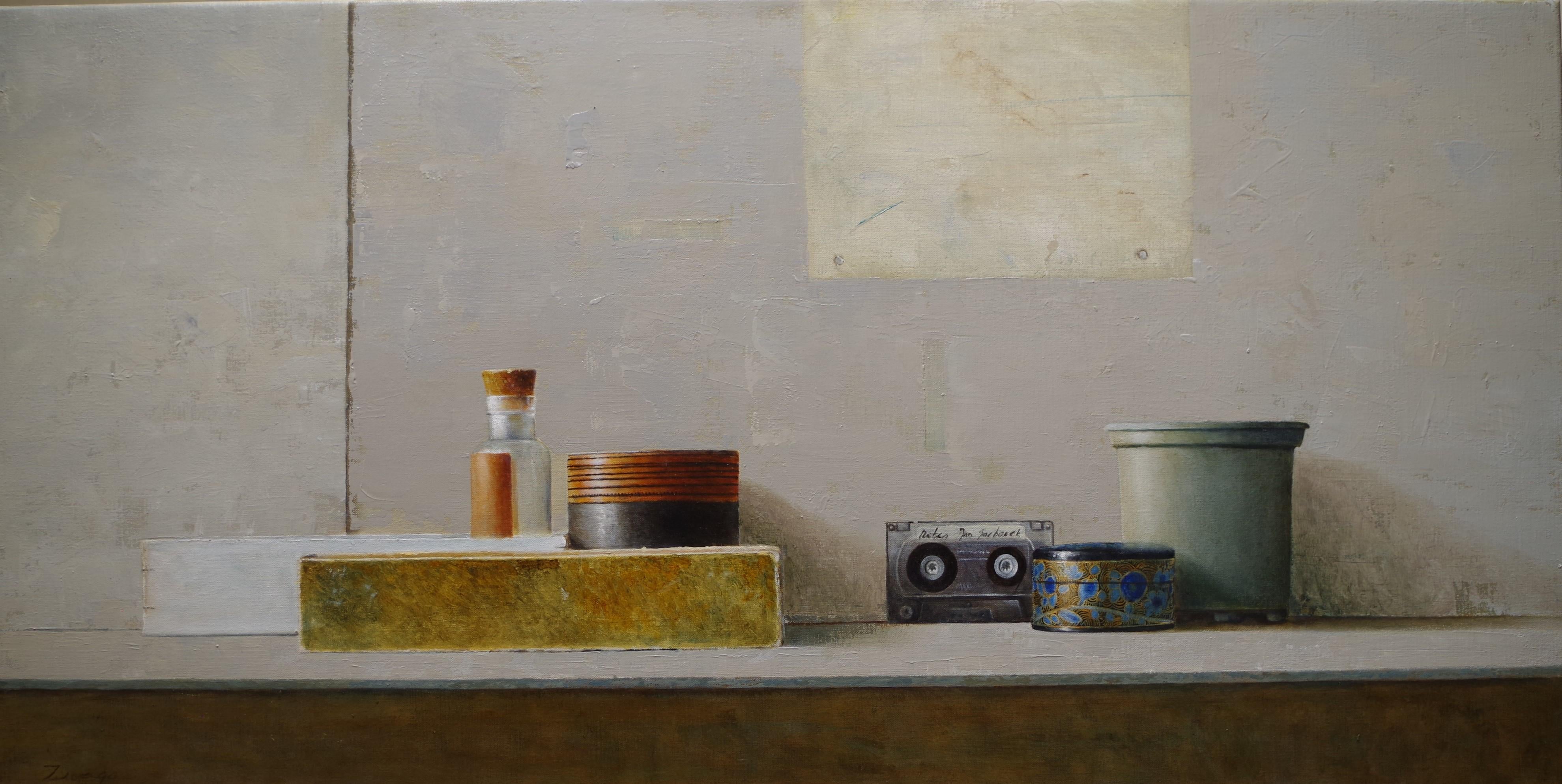 Rites- 21st Century Contemporary Still-life Painting with cassette tape