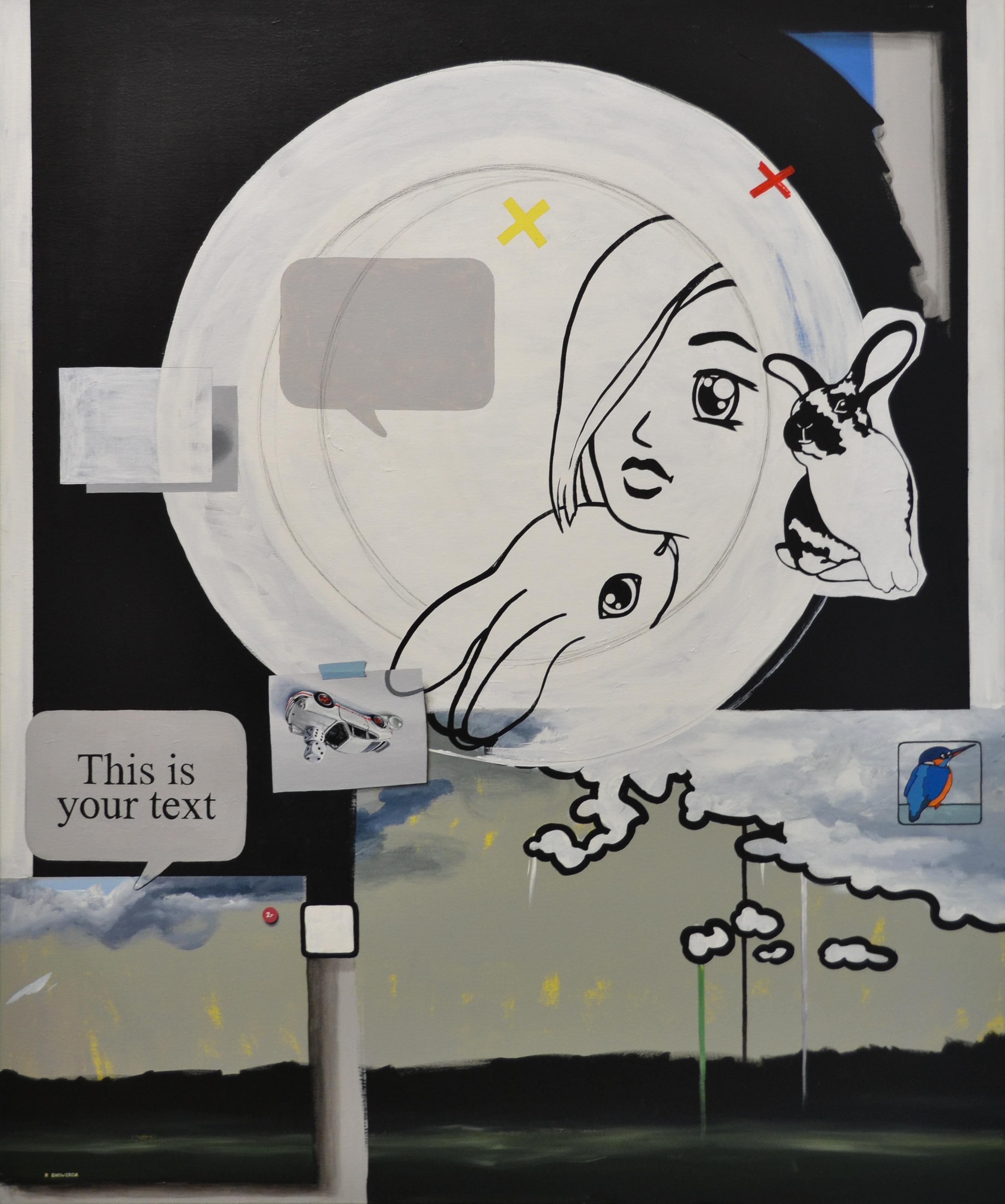 Este es tu texto - Pintura realista y cómica moderna contemporánea del siglo XXI - Painting de Rineke Engwerda