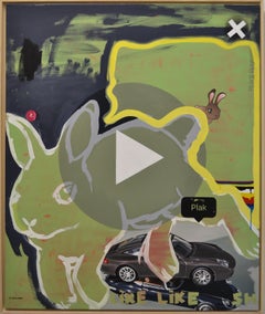 Stick and Play -21. Jahrhundert Zeitgenössische Realistische und Comic-Gemälde