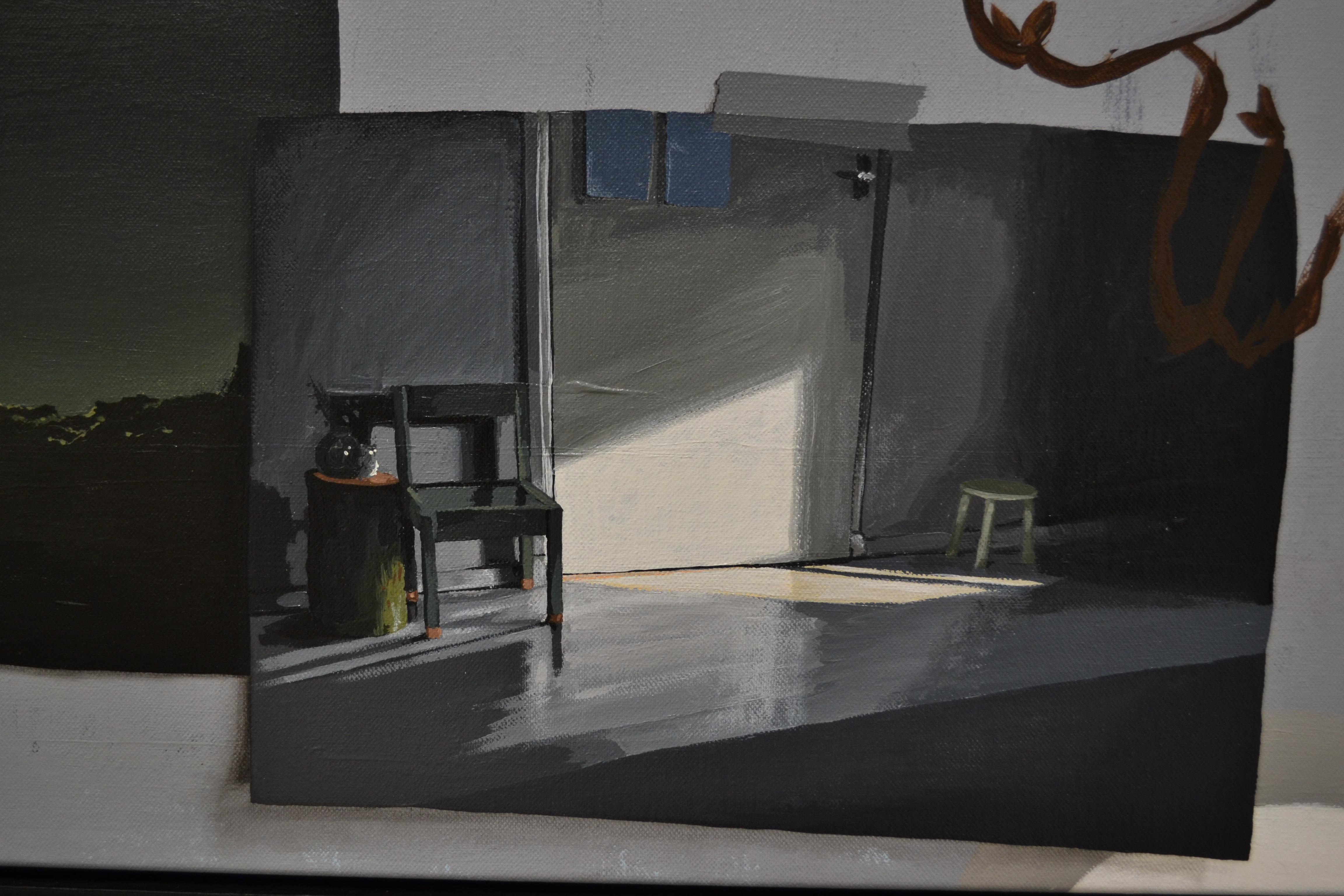 Realtà, relatività e conigli, social media-Pittura contemporanea del XXI secolo - Animal Painting Grigio di Rineke Engwerda