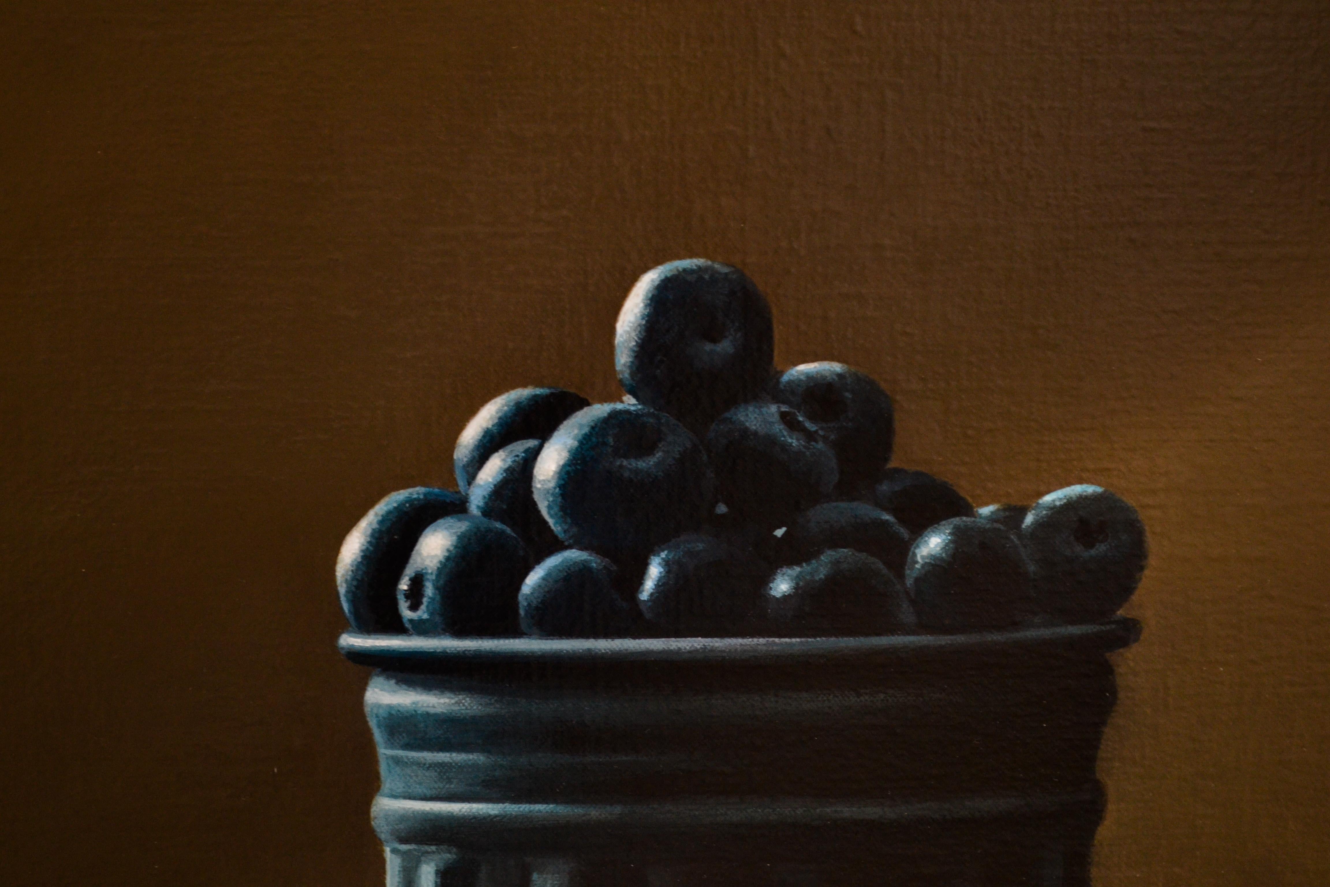 Blueberries - Heidi Von Faber, 21st Century Contemporary Acrylic Painting - Black Still-Life Painting by Heidi von Faber