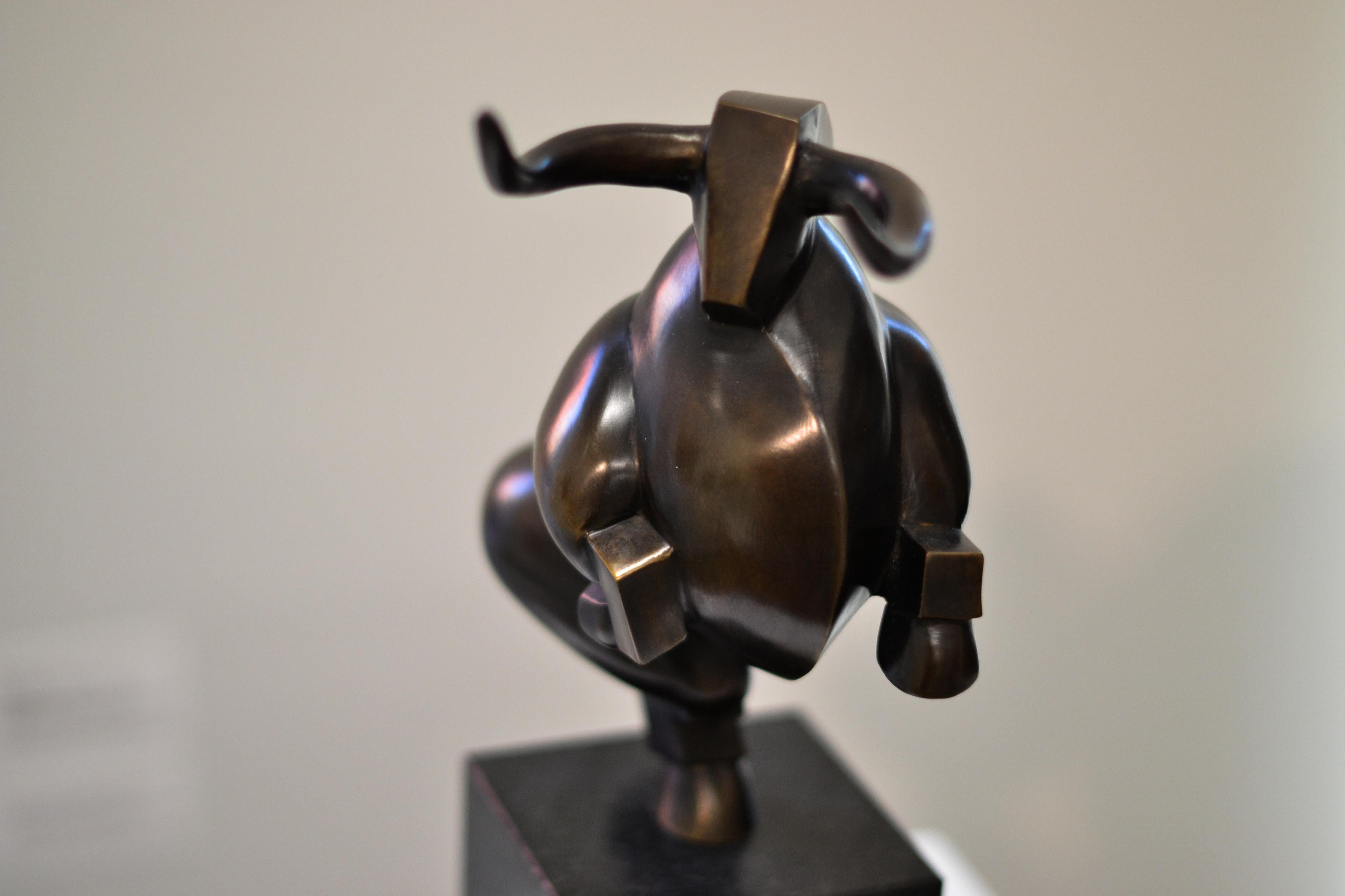 Frans van Straaten Abstract Sculpture - Taurus- 21st Century Contemporary Sculpture of a Prancing Bull