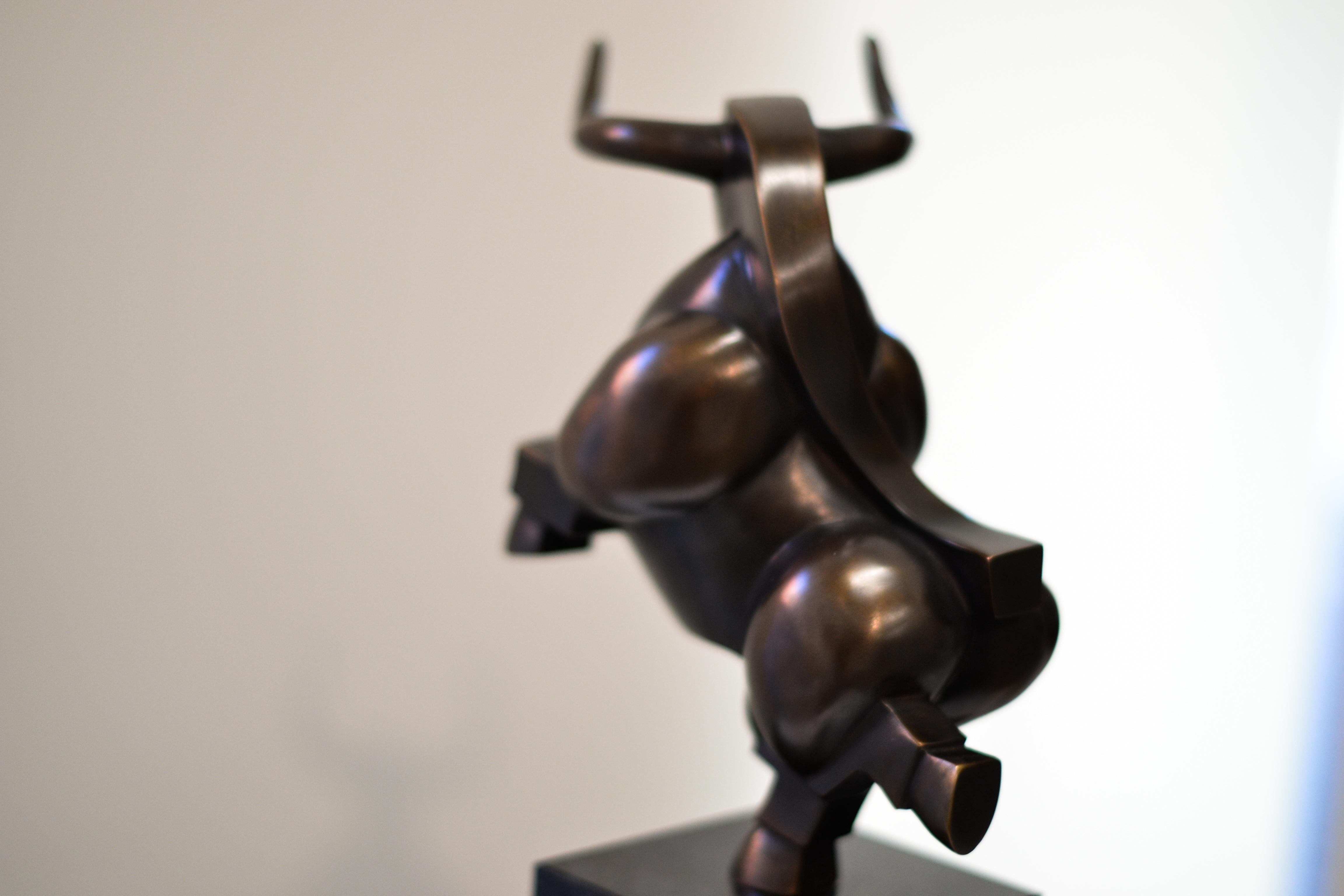 Taurus- 21st Century Contemporary Sculpture of a Prancing Bull 2