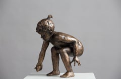 Beach Fun- 21st Century Contemporary Bronze Sculpture of a Playing Girl