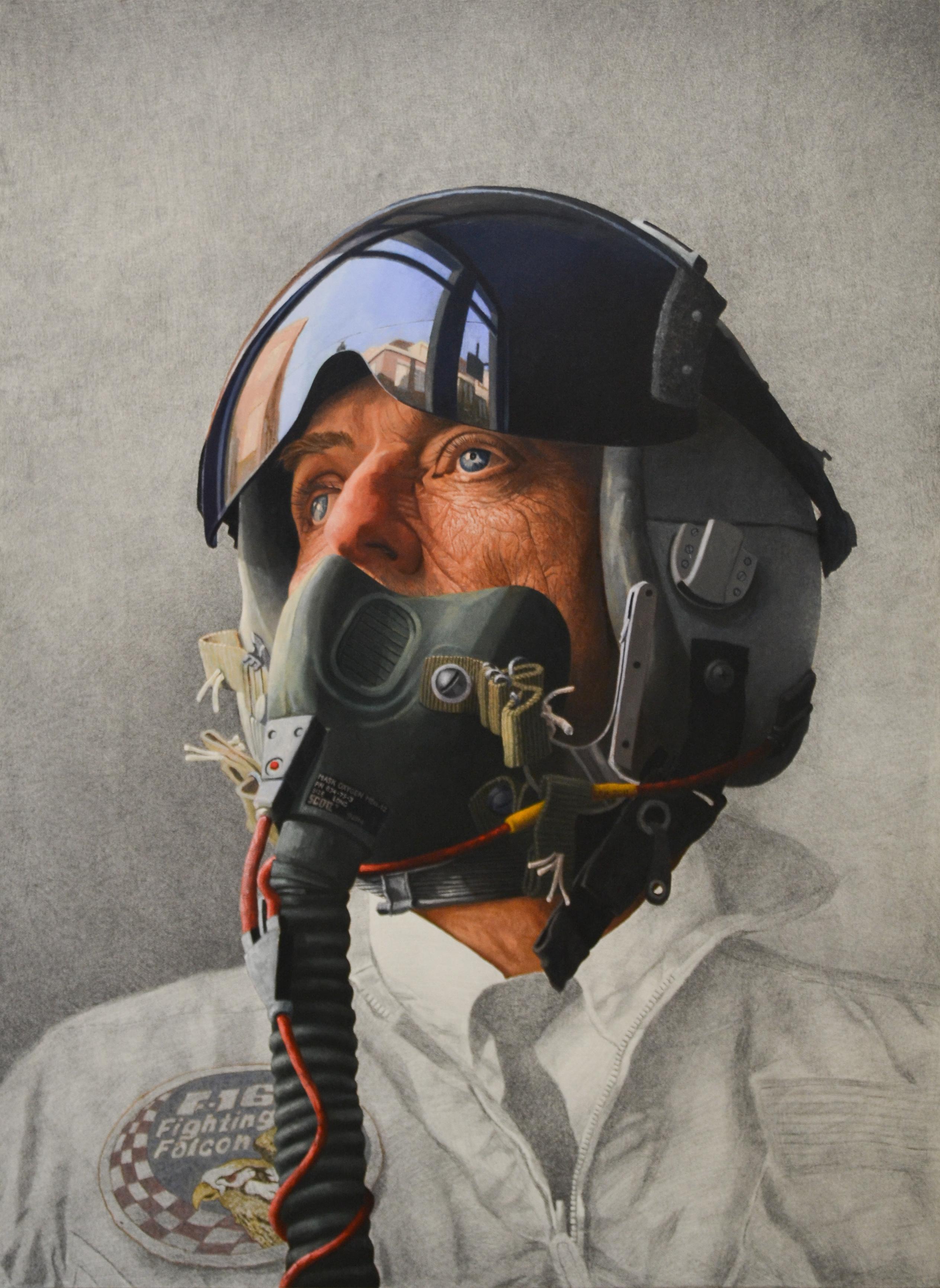Erik de Jong Portrait Painting - "Air Force Boy I" Erik De Jong, 21st Century Contemporary Oil Painting