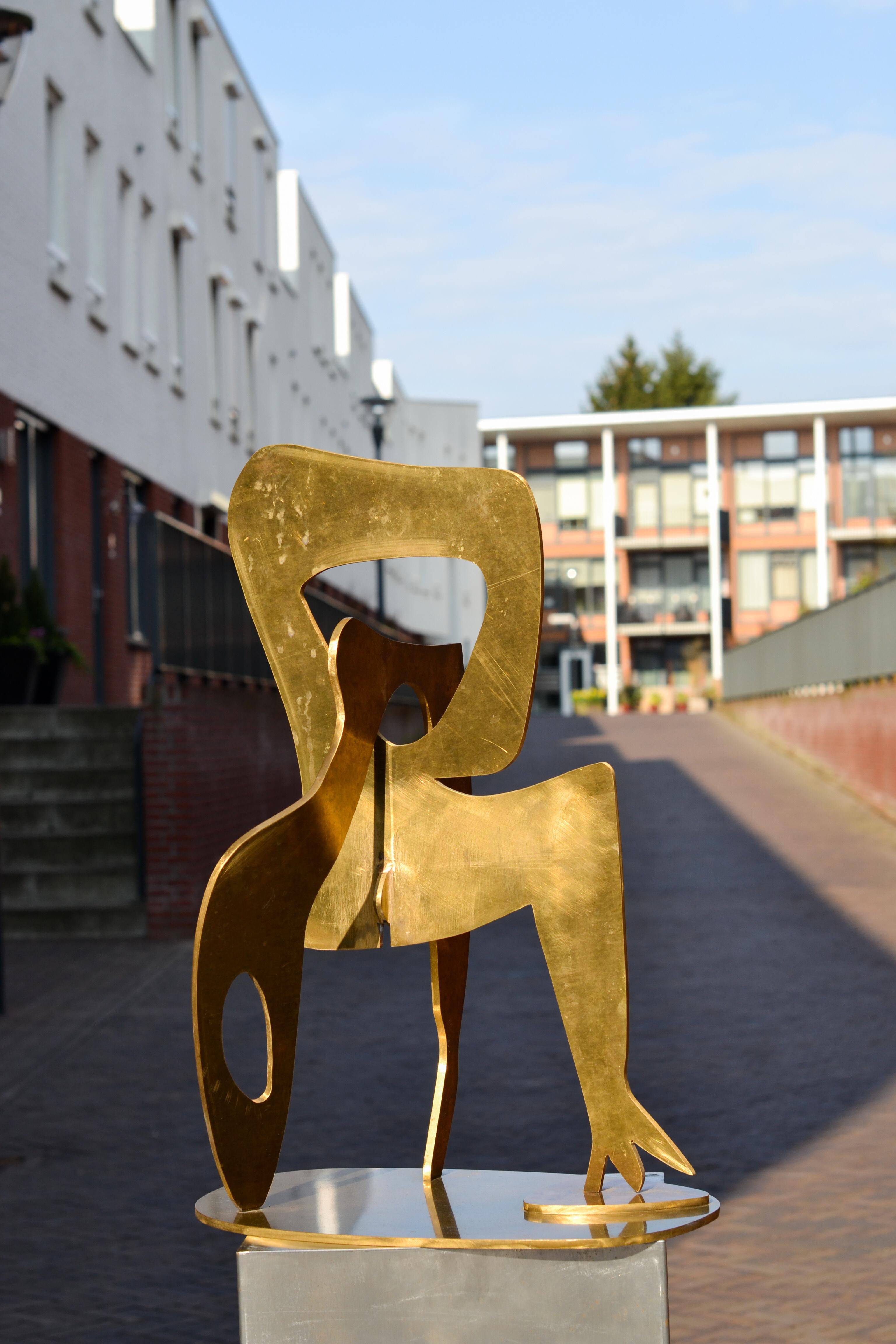 Dancer - Jan Wils 21st Century Contemporary Abstract Sculpture Brass