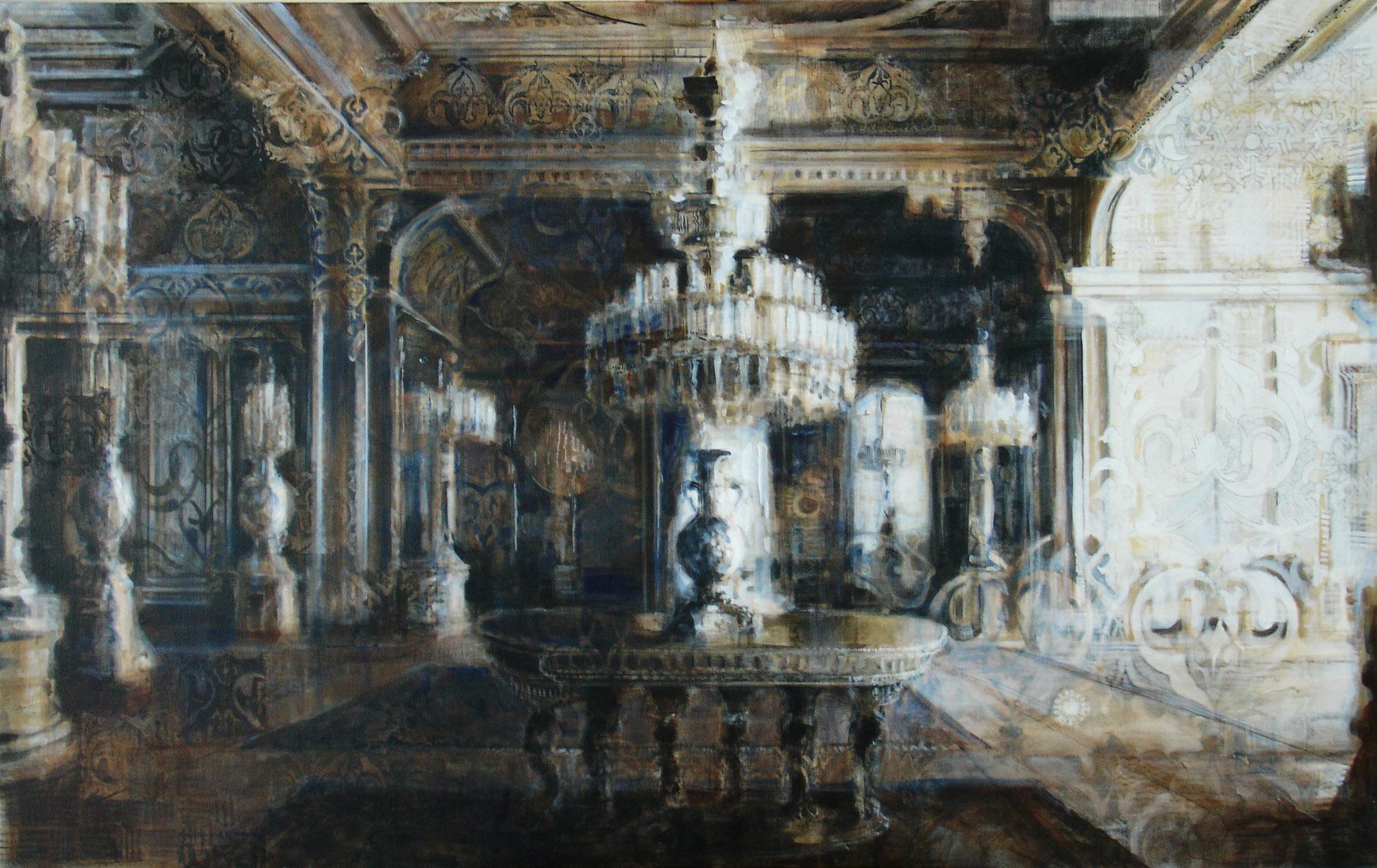 Sylvia Van Opstall Figurative Painting - Dolmabahçe- 21st Century Contemporary Interior Painting by Dutch Artist