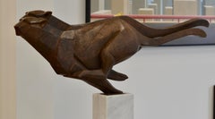 Grace- 21st Century Contemporary Bronze Sculpture of two Running Cheetas