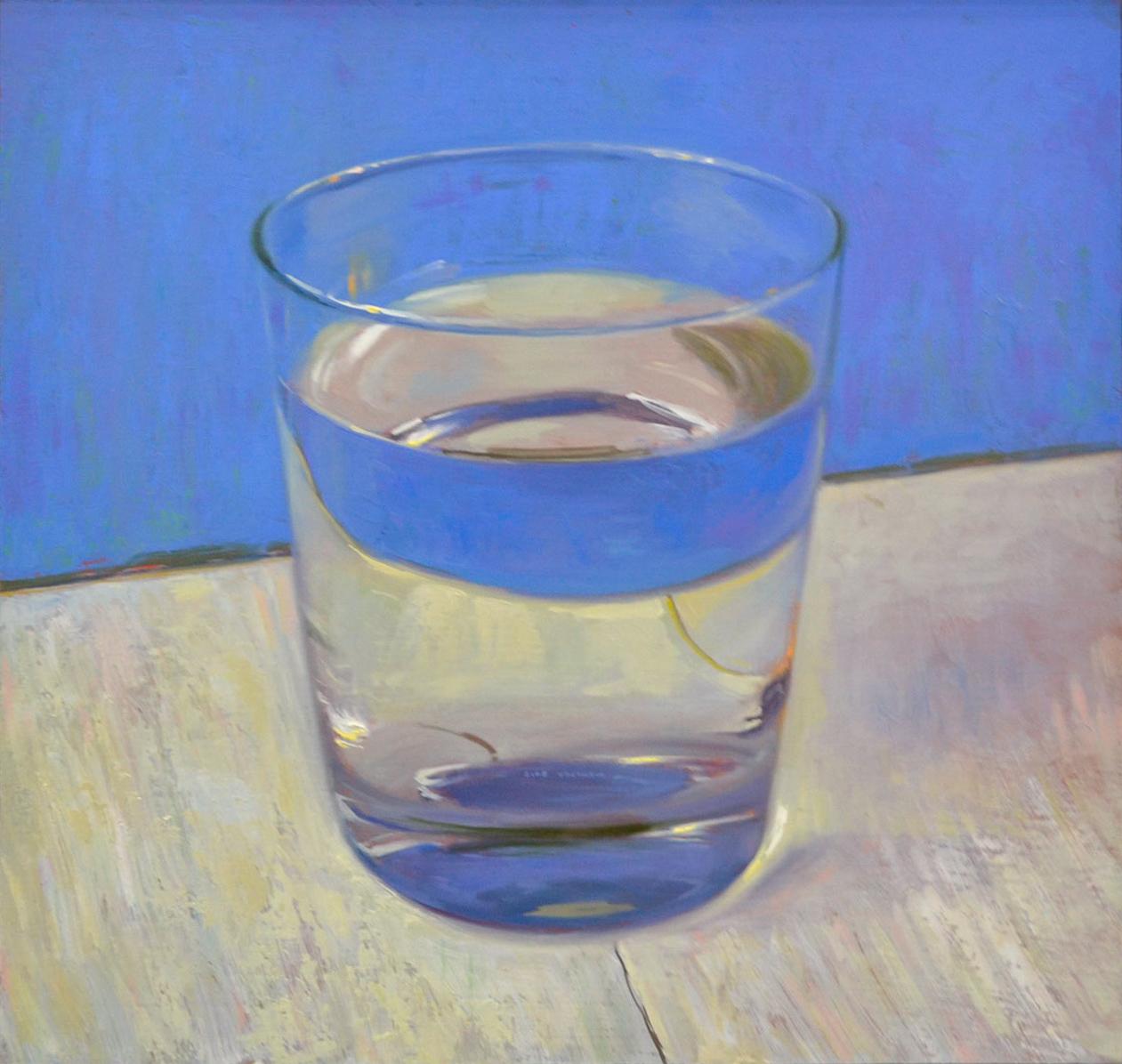 Rutger Hiemstra Figurative Painting - Glass Of Water- 21st Century Contemporary Dutch Still-life Macro Painting