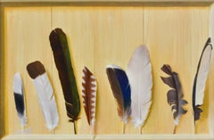 Nature morte à plumes -  Rutger Hiemstra, peinture à l'huile contemporaine du XXIe siècle