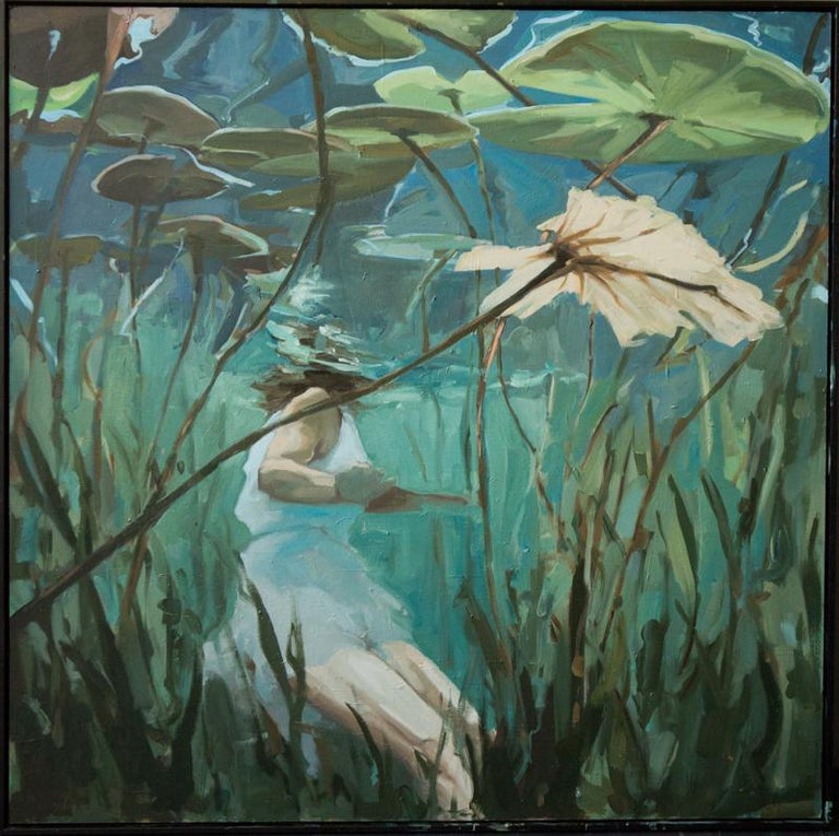 Jantien de Boer Emerald Waters 21st Century Contemporary Dutch Painting of a woman at 1stDibs