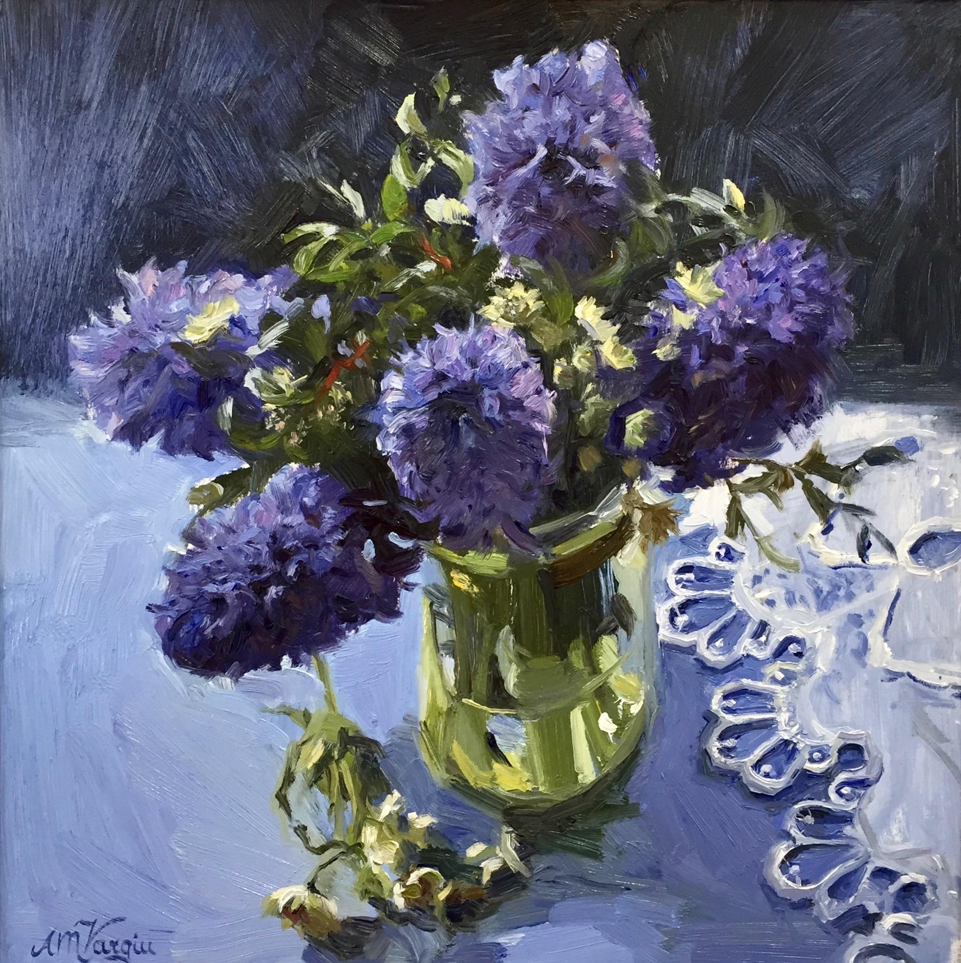 Anna Maria Vargiu Still-Life Painting - hyacinth- 21st Century Dutch Flower Still-life of a hyacinth 