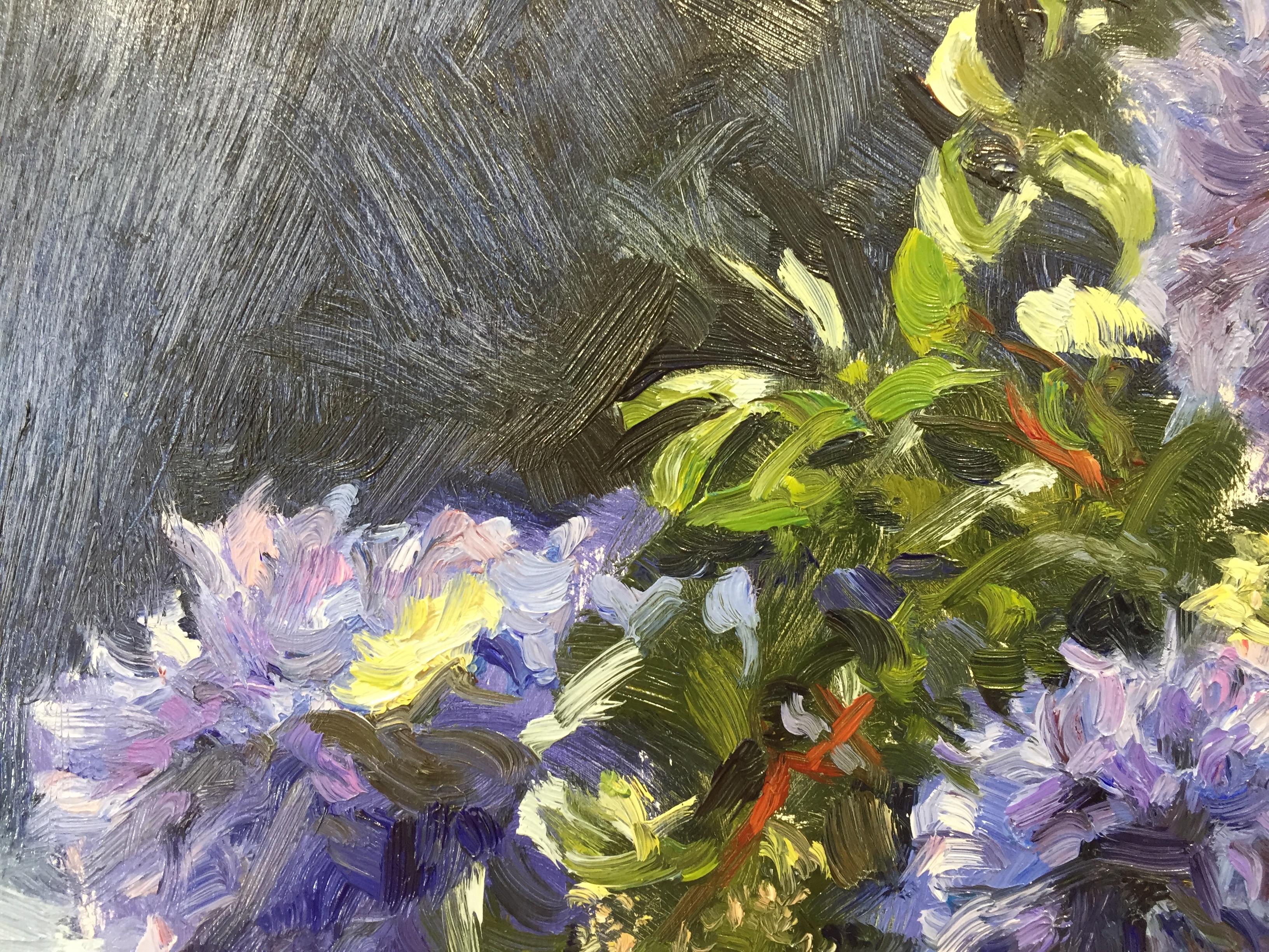 hyacinth- 21st Century Dutch Flower Still-life of a hyacinth  - Contemporary Painting by Anna Maria Vargiu