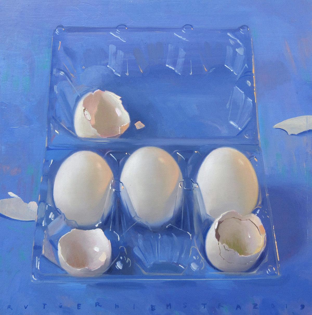 Rutger Hiemstra Still-Life Painting - Eggs- 21st Century Contemporary Still-life Painting of Eggs