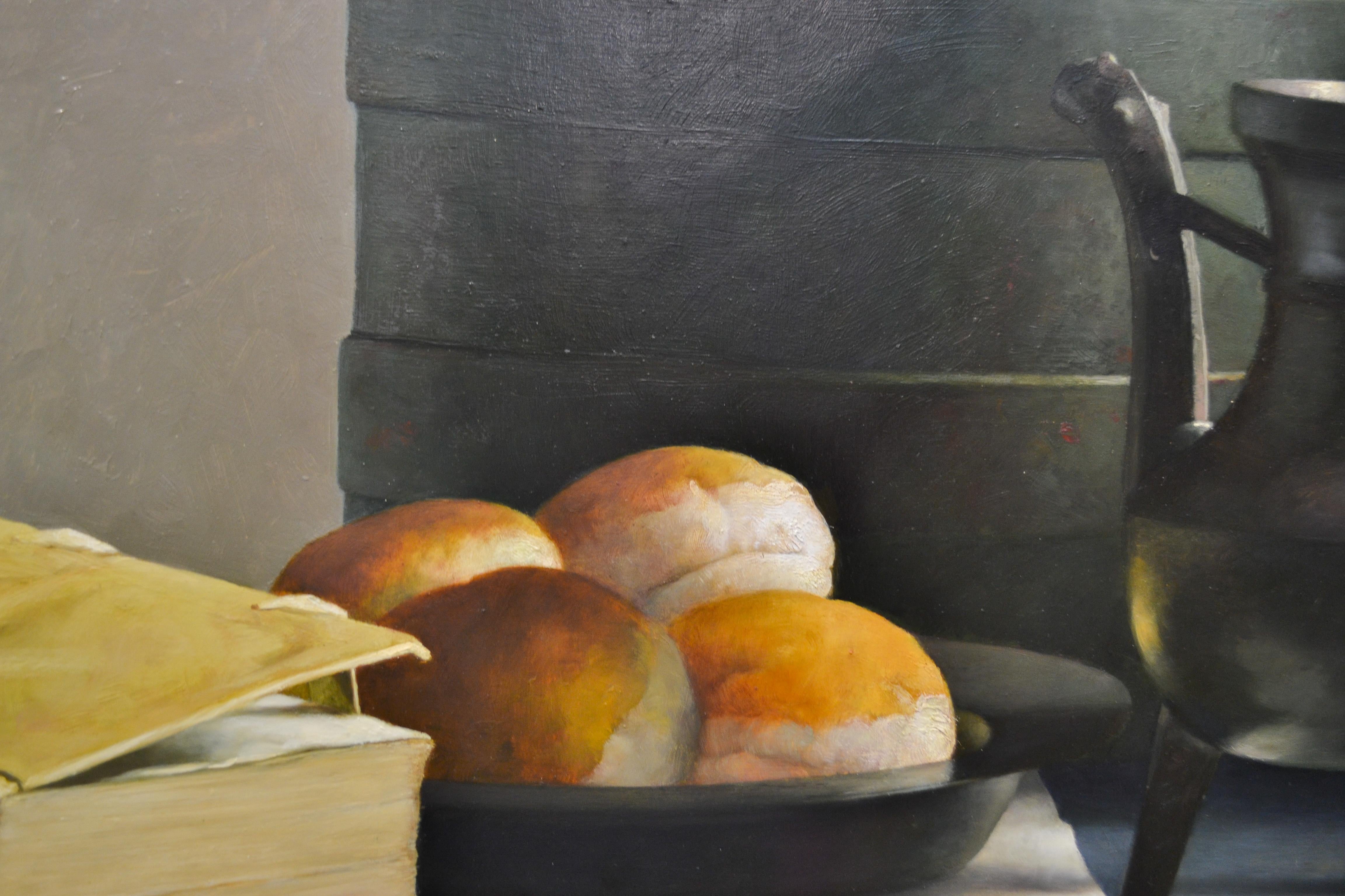 Still-Life with  Jar - 21st Century Contemporary by Dutch Master Henk Helmantel - Gray Figurative Painting by Helmantel, Henk