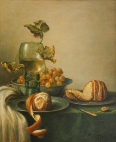 Still-Life with Rummer, Bread and Orange, Oil Painting by Cornelis Le Mair