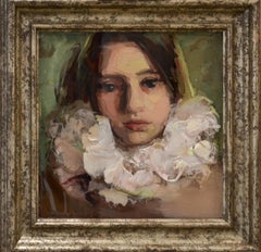 En Face III - Portrait of a girl, made of epoxy by Dutch painter Anne-Rixt quick