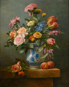 Nature morte aux fleurs avec tulipes - Peinture de nature morte aux fleurs du 21e siècle