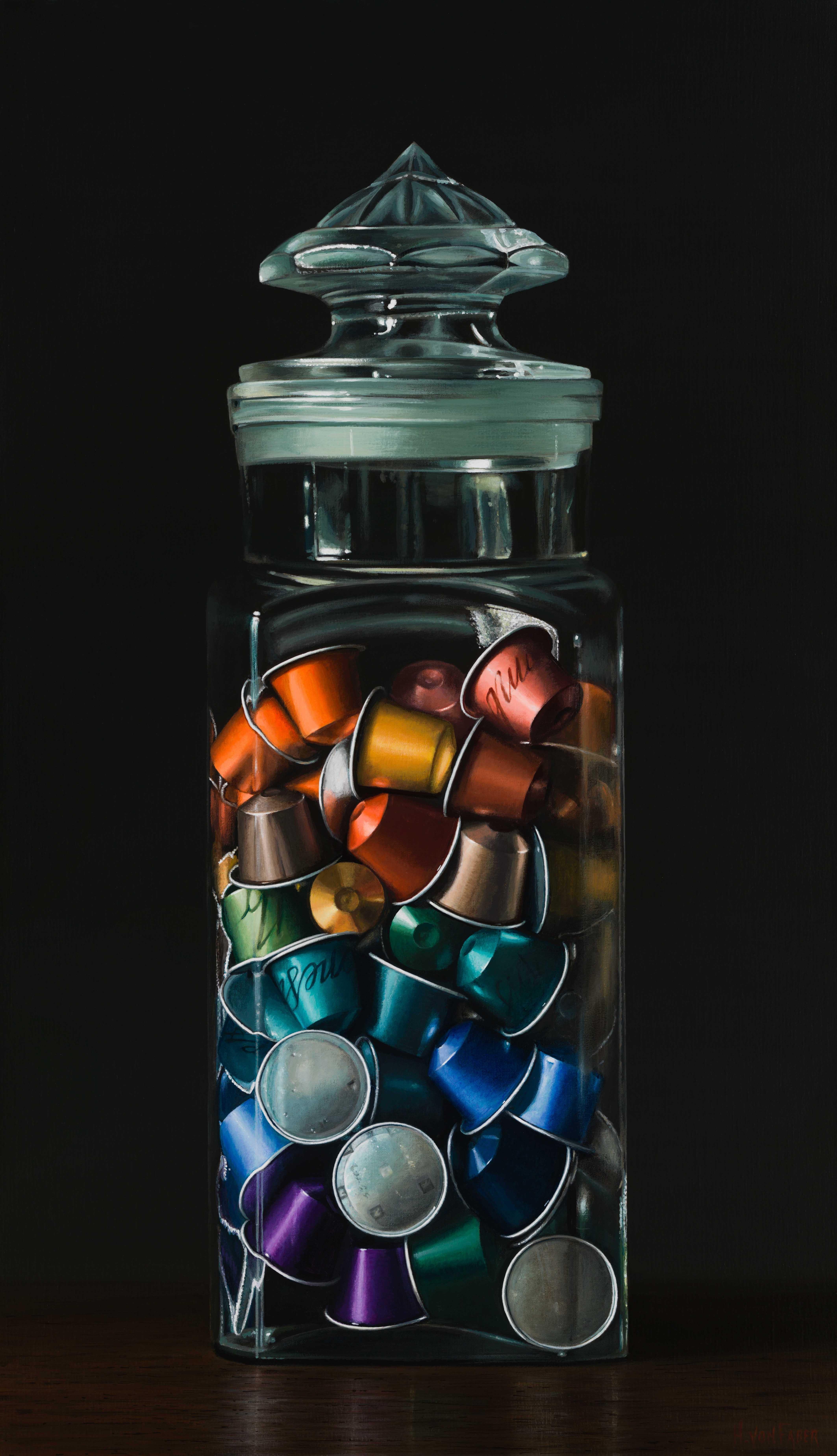 Heidi von Faber Still-Life Painting - Coffeecups - Heidi Von Faber, 21st Century Contemporary Dutch Still-Life