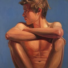 Boys keep Swinging II- 21st Century Dutch Contemporary Nude Painting of a Boy