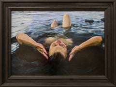 Suzanne - Quadro a olio contemporaneo del 21° secolo raffigurante una donna che fa il bagno