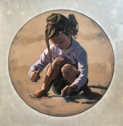 Fascination- 21st century Dutch painting of a child playing