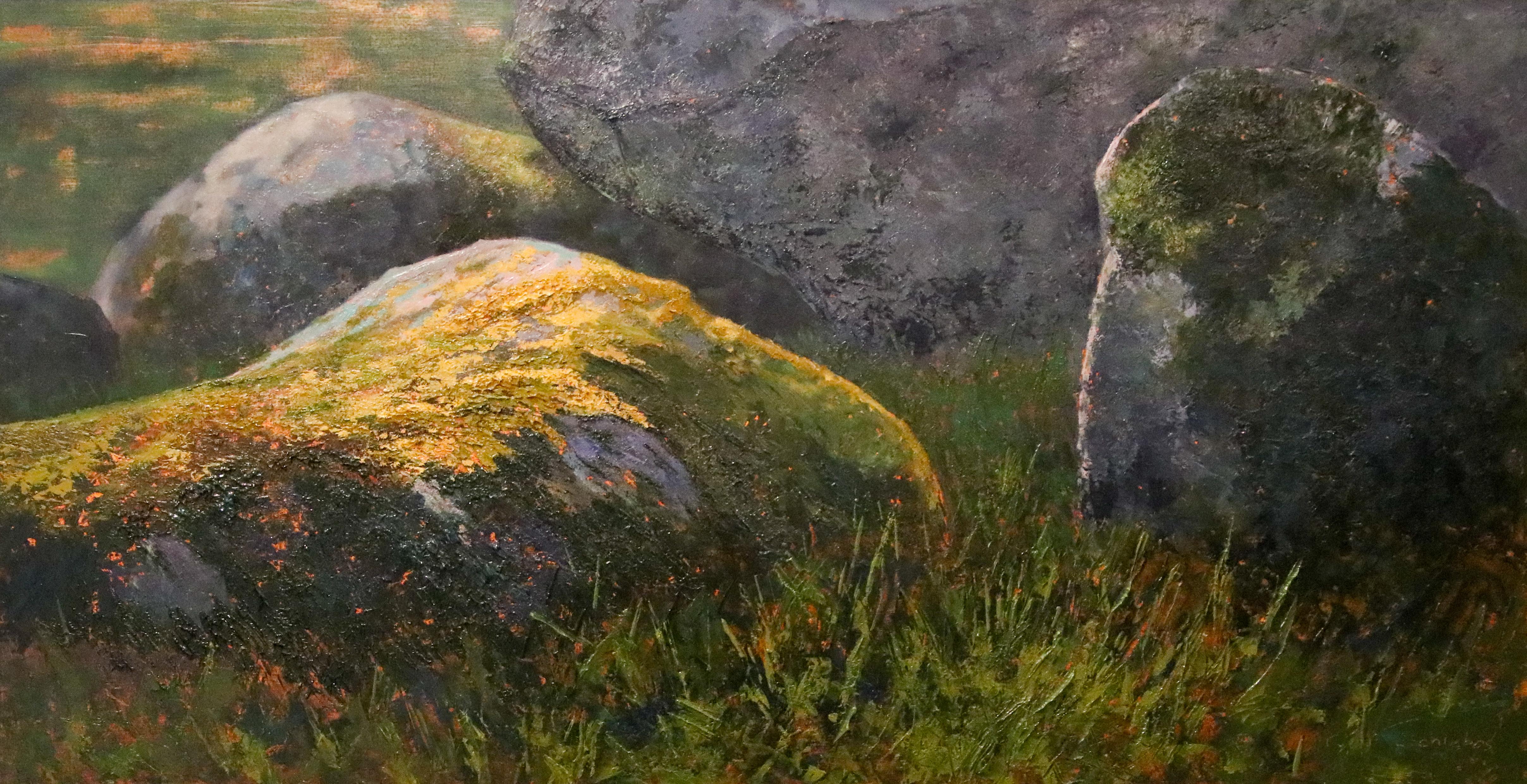 Moss - 21st Century Contemporary landscapepainting of stones in nature