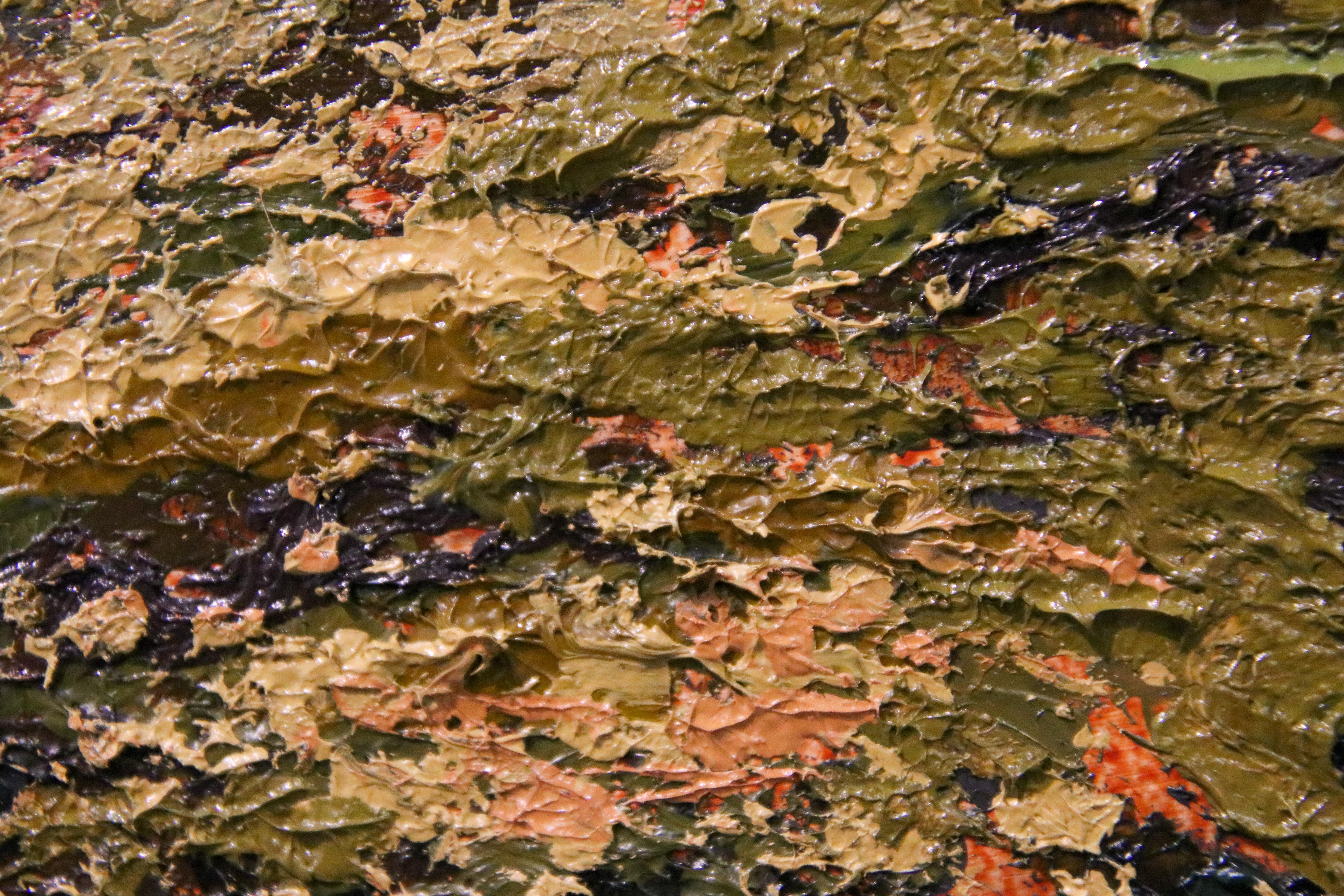 Moss - Peinture de paysage contemporaine du 21e siècle représentant des pierres dans la nature - Contemporain Painting par Esther Schlebos