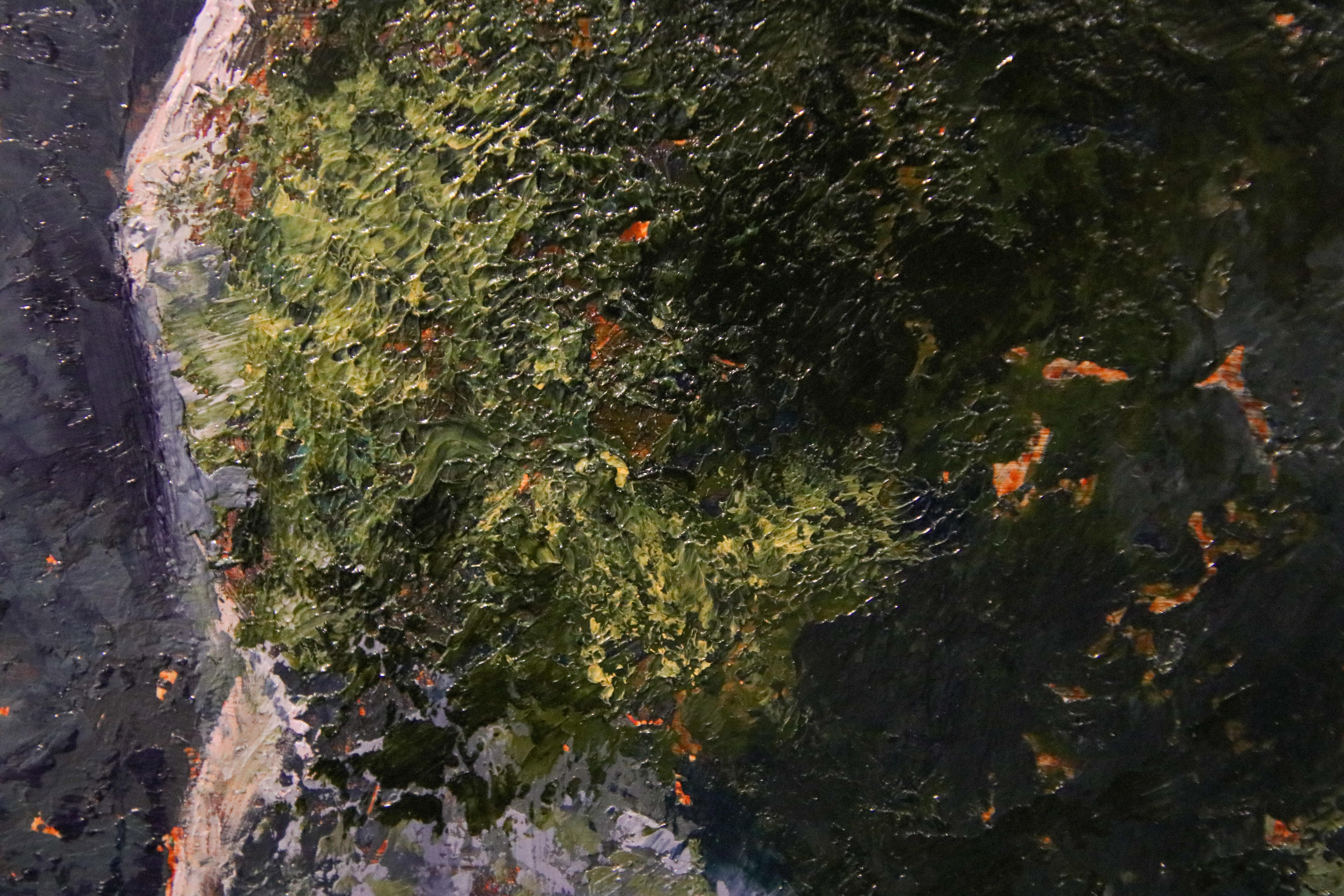 Moss - Peinture de paysage contemporaine du 21e siècle représentant des pierres dans la nature en vente 2