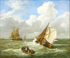 Seascape On Rough Water - 21st Century Classic Oil Painting by Cornelis Le Mair