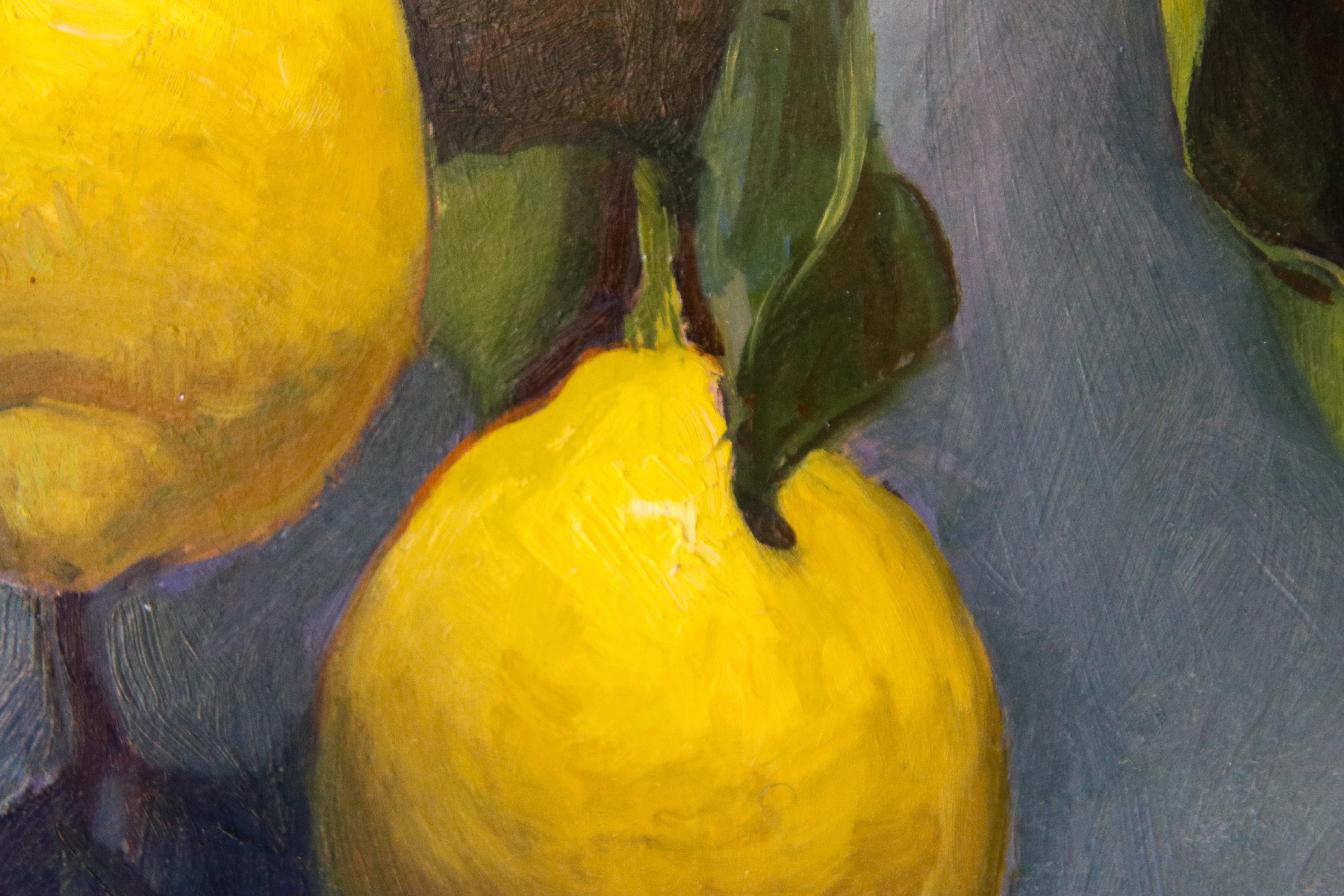 Lemons - 21st Century Contemporary Oil Painting by Italian artist Daniela Astone 1