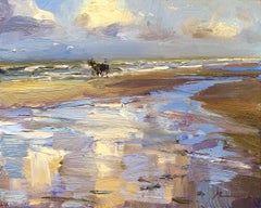 Seascape, Morning Cloud Reflections and Horse Carriage, Artwork by Roos Schuring