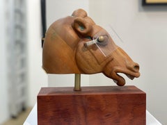 Skittish Foal - 21st Century wooden sculpture of the head of a foal