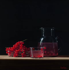 Currants In Plastic Tray - 21st Century Contemporary Acrylic Still-Life
