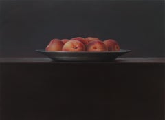 Apricots- 21st Century Contemporary Still-life painting of fruits on a platter