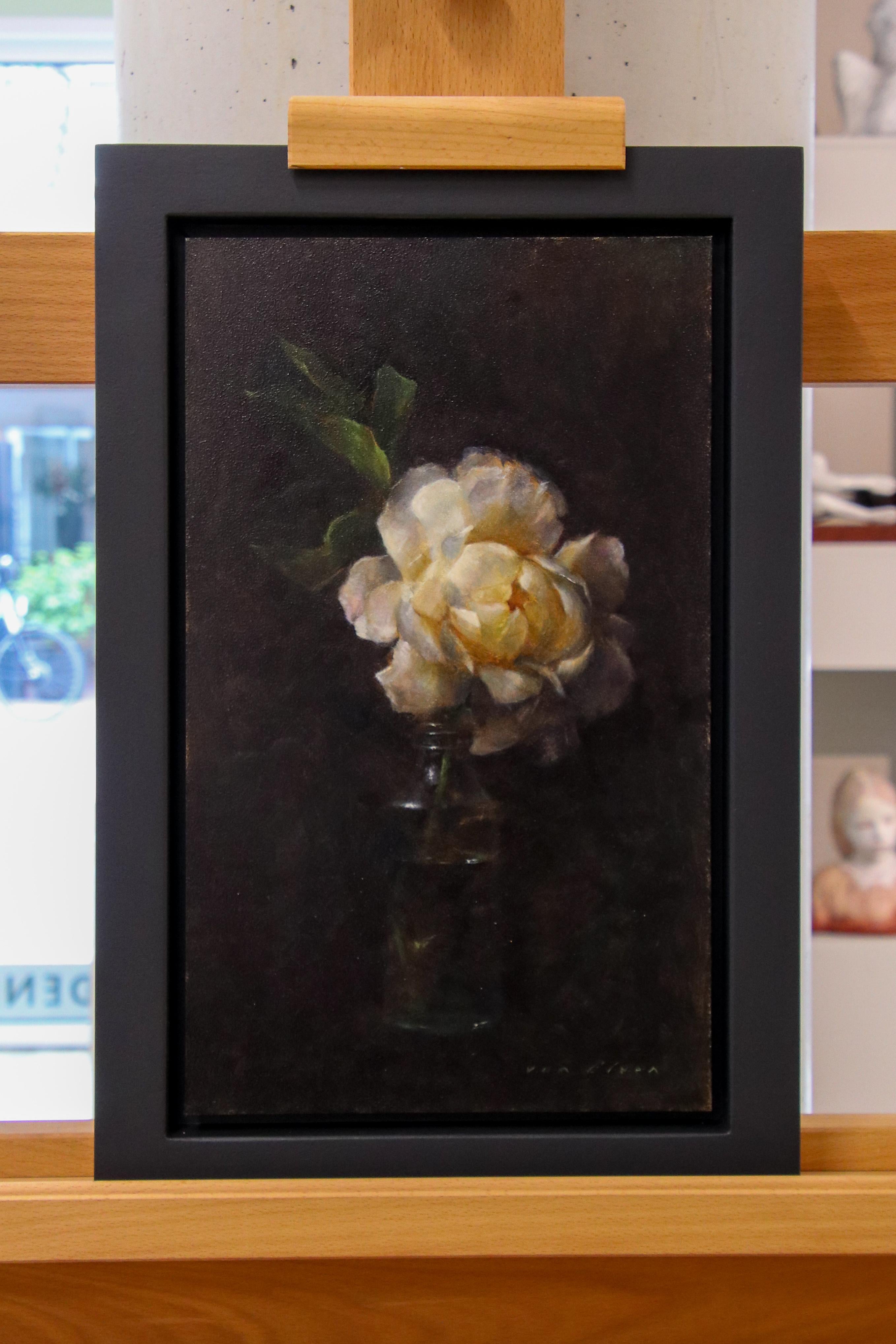Out of the Shadows - 21st Century Contemporary Oil Still-Life of a Flower - Painting by Erik van Elven 