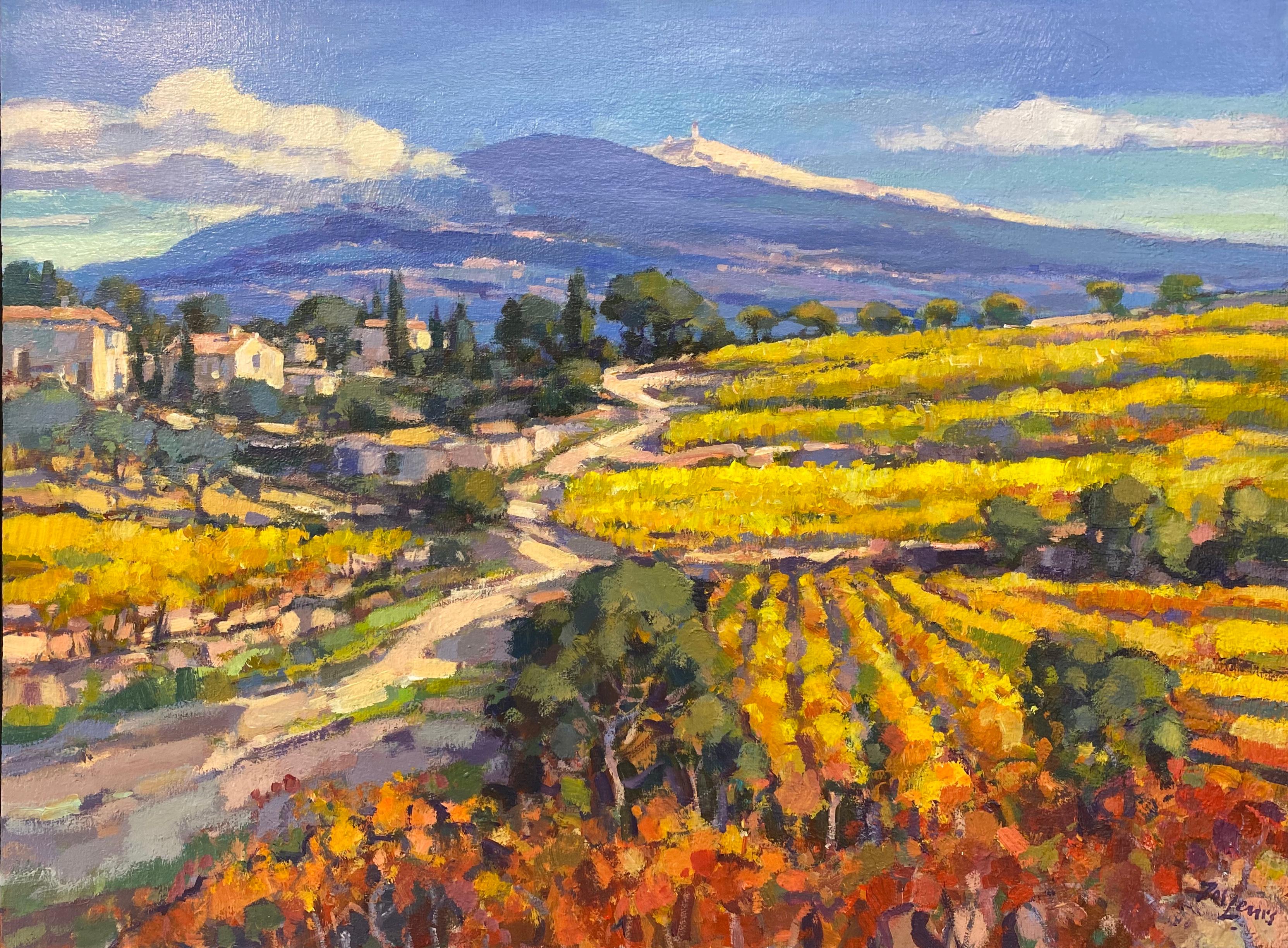 Jos Leurs Figurative Painting - Mont Ventoux, route de la Vaison la Romaine-21st Century Impressionist Painting 