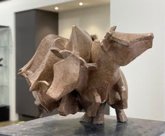 Free- 21st century Bronze sculpture of Cows jumping into freedom