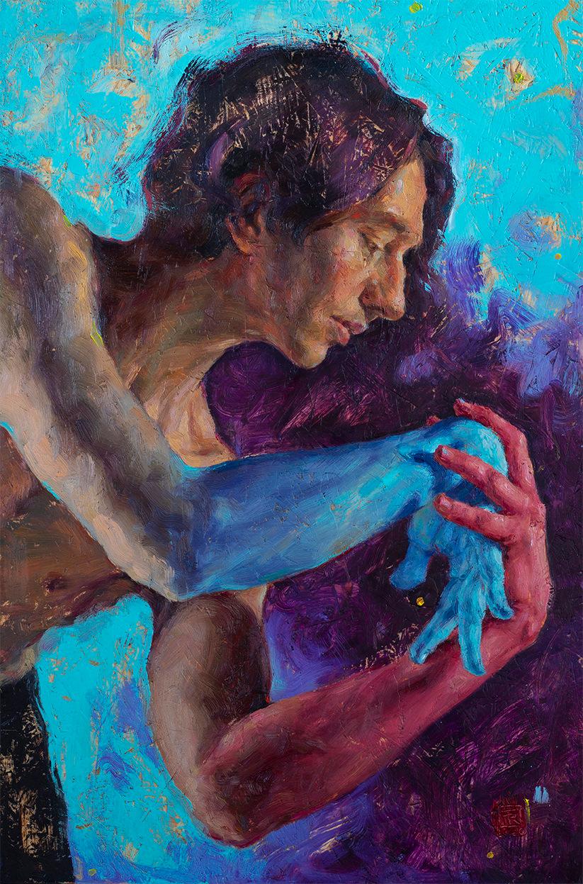 Tania Rivilis Figurative Painting - Self Acceptance - 21st Century Contemporary Colorful Portrait