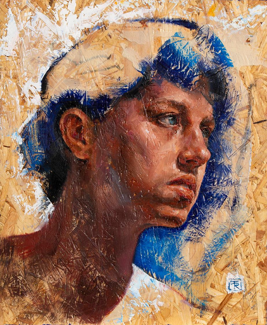 Tania Rivilis Portrait Painting - Head Study - 21st Century Contemporary Colorful Oil Paint Portrait of a Boy