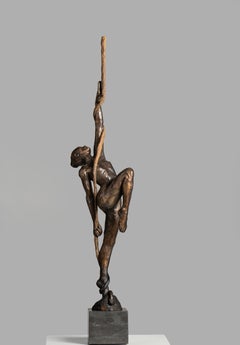 Cirque du Soleil:: sculpture contemporaine en bronze du 21e siècle d'une danseuse aérienne
