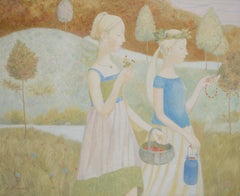 Strawberry Fields- 21st Century Russian Oilpainting of two girls