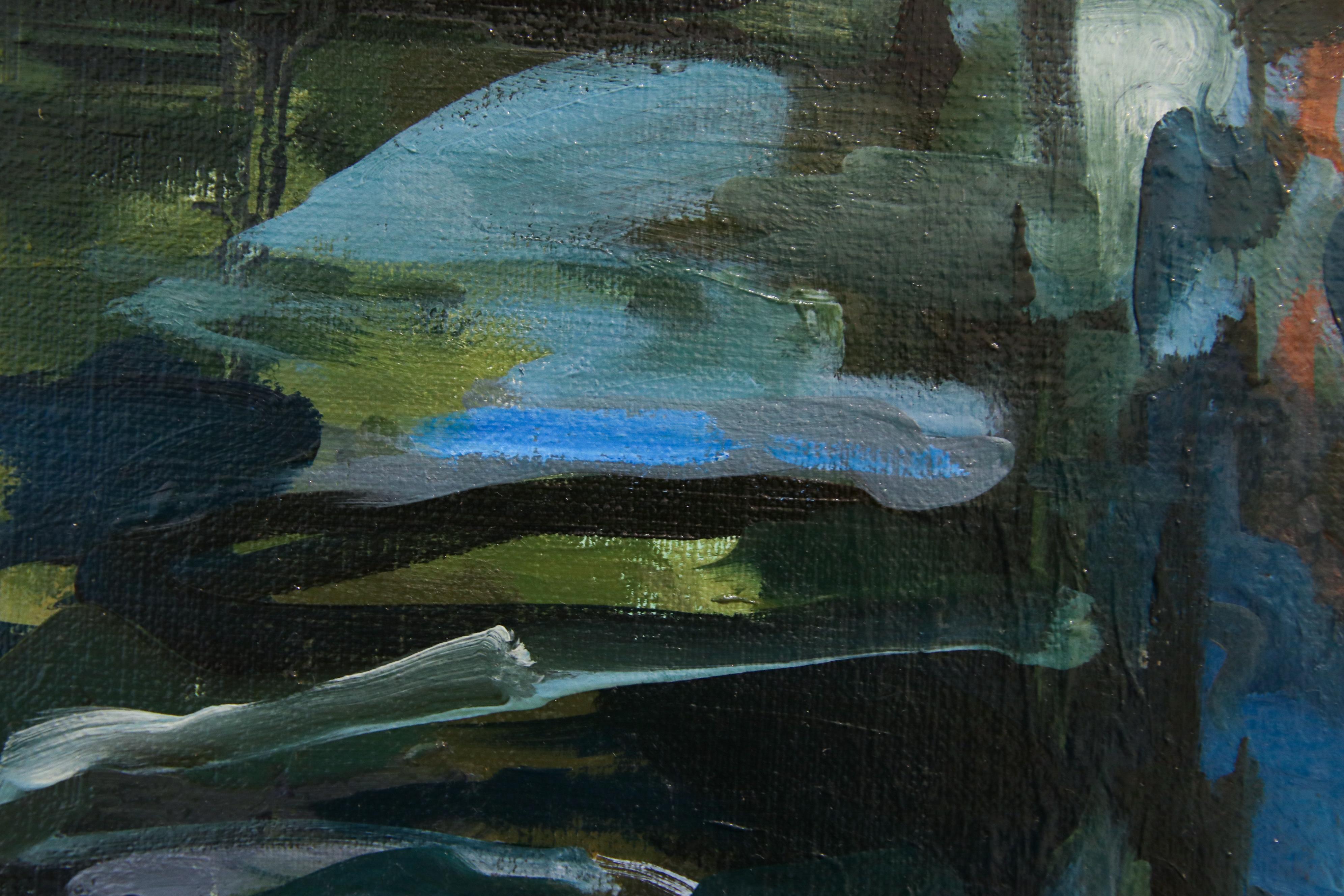 Undreamed Shores - Pintura al óleo contemporánea de una mujer caminando por el agua en venta 1