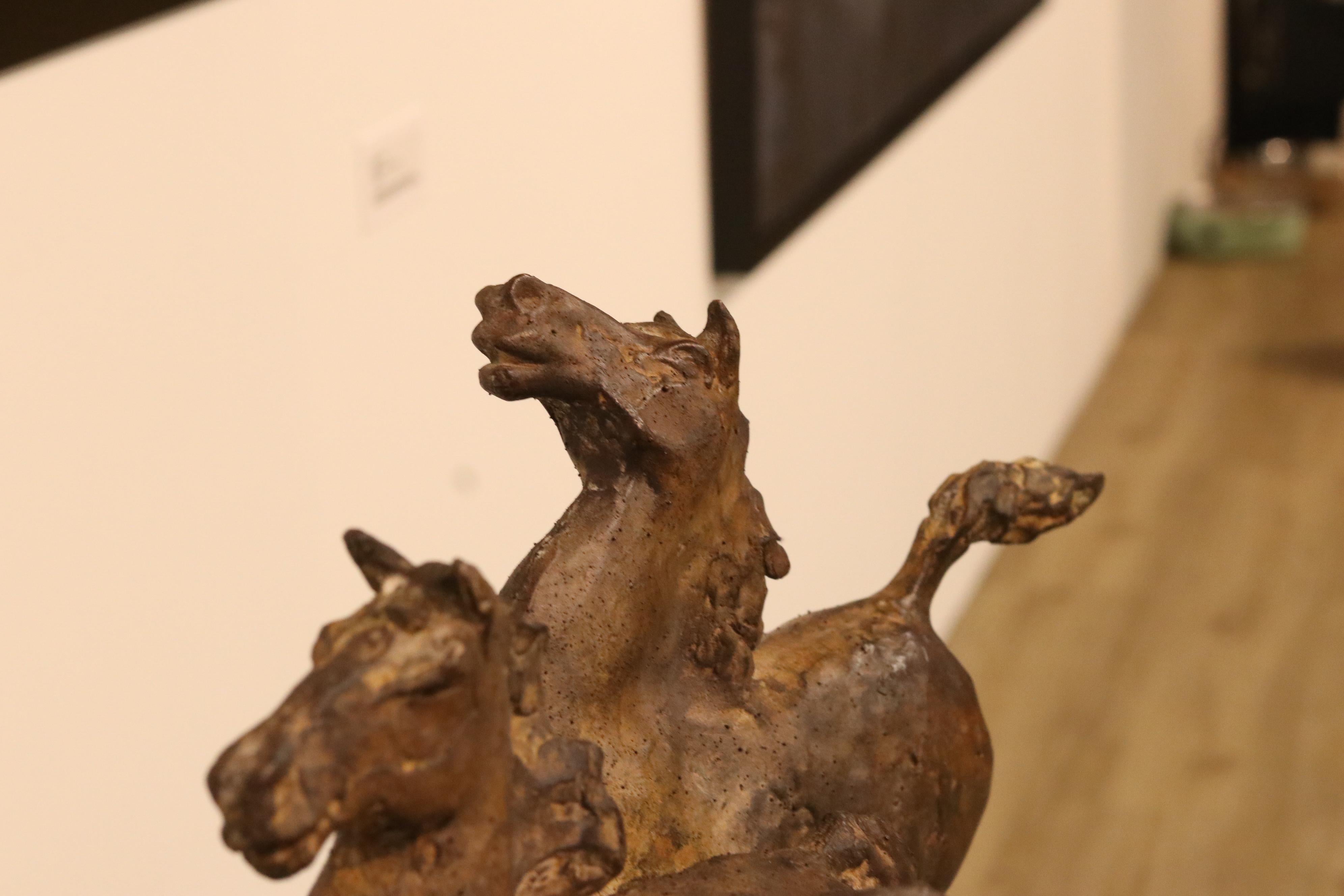 Wild Horses - 21st Century Contemporary Bronze Sculpture of Running Horses 3