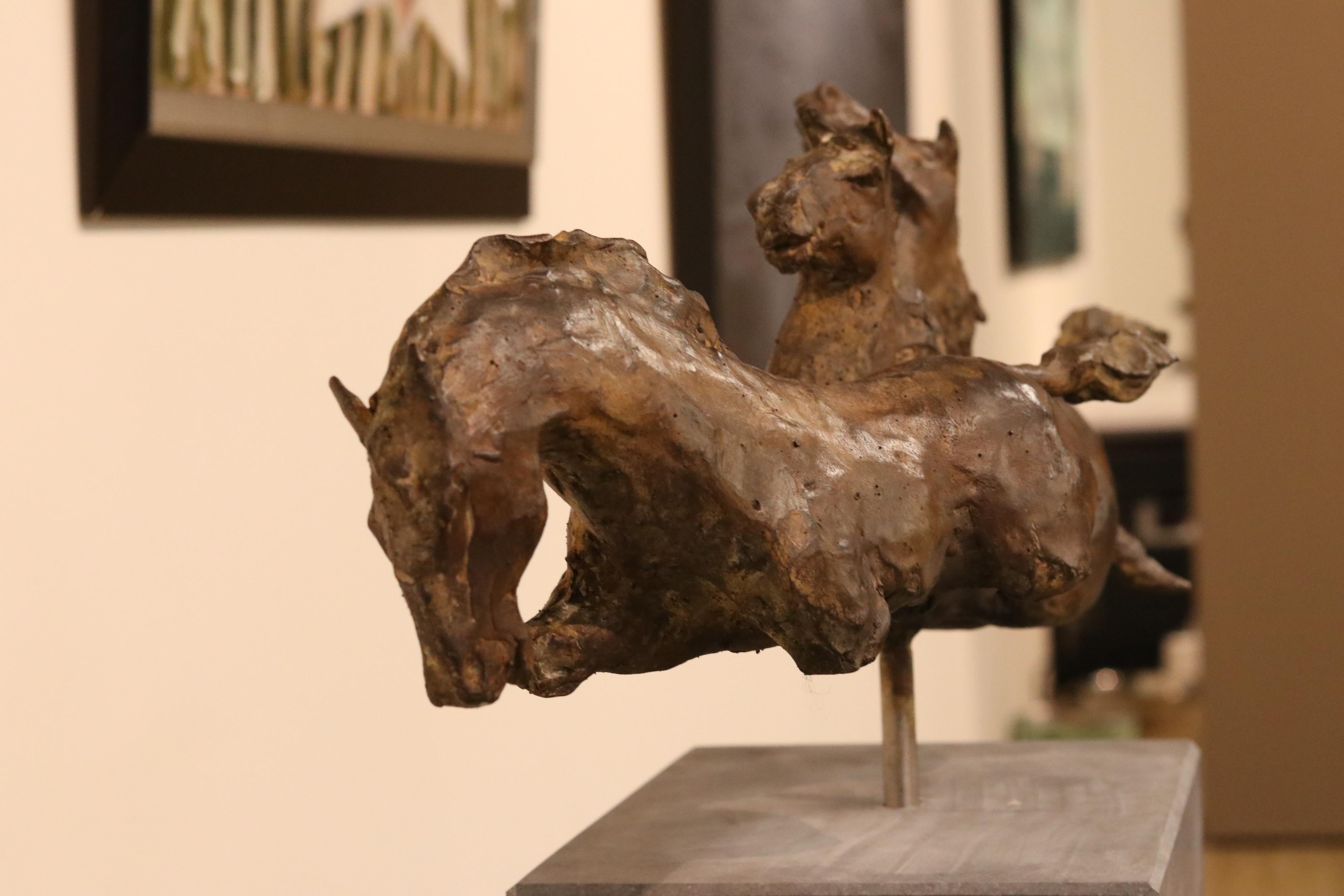 Wild Horses - 21st Century Contemporary Bronze Sculpture of Running Horses 4
