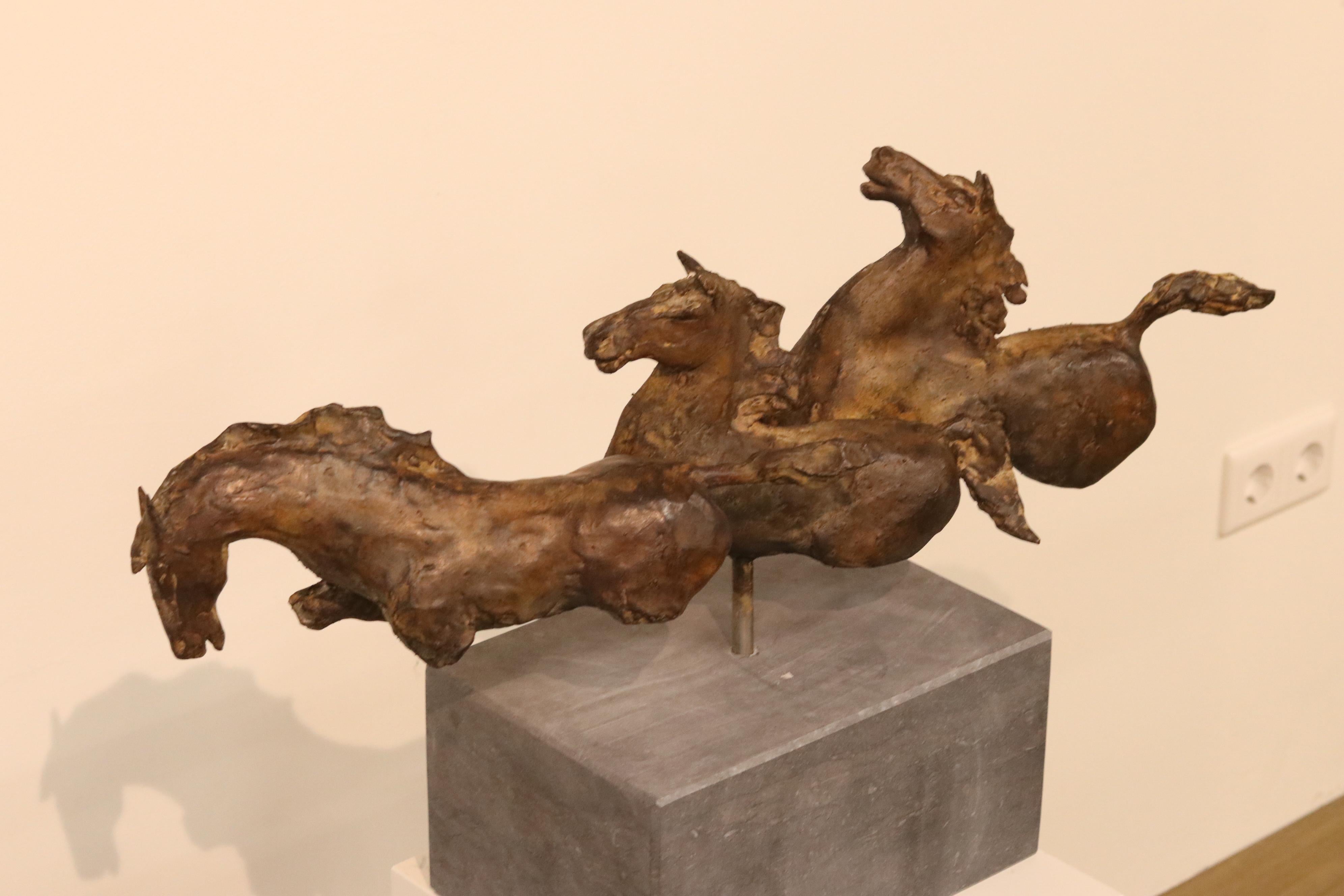 Wild Horses - 21st Century Contemporary Bronze Sculpture of Running Horses 5