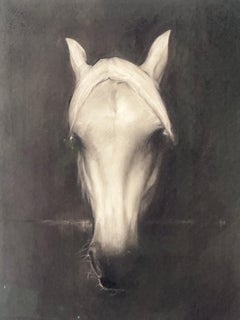 Fairy- 21st Century Contemporary Charcoal drawing of the head of a horse