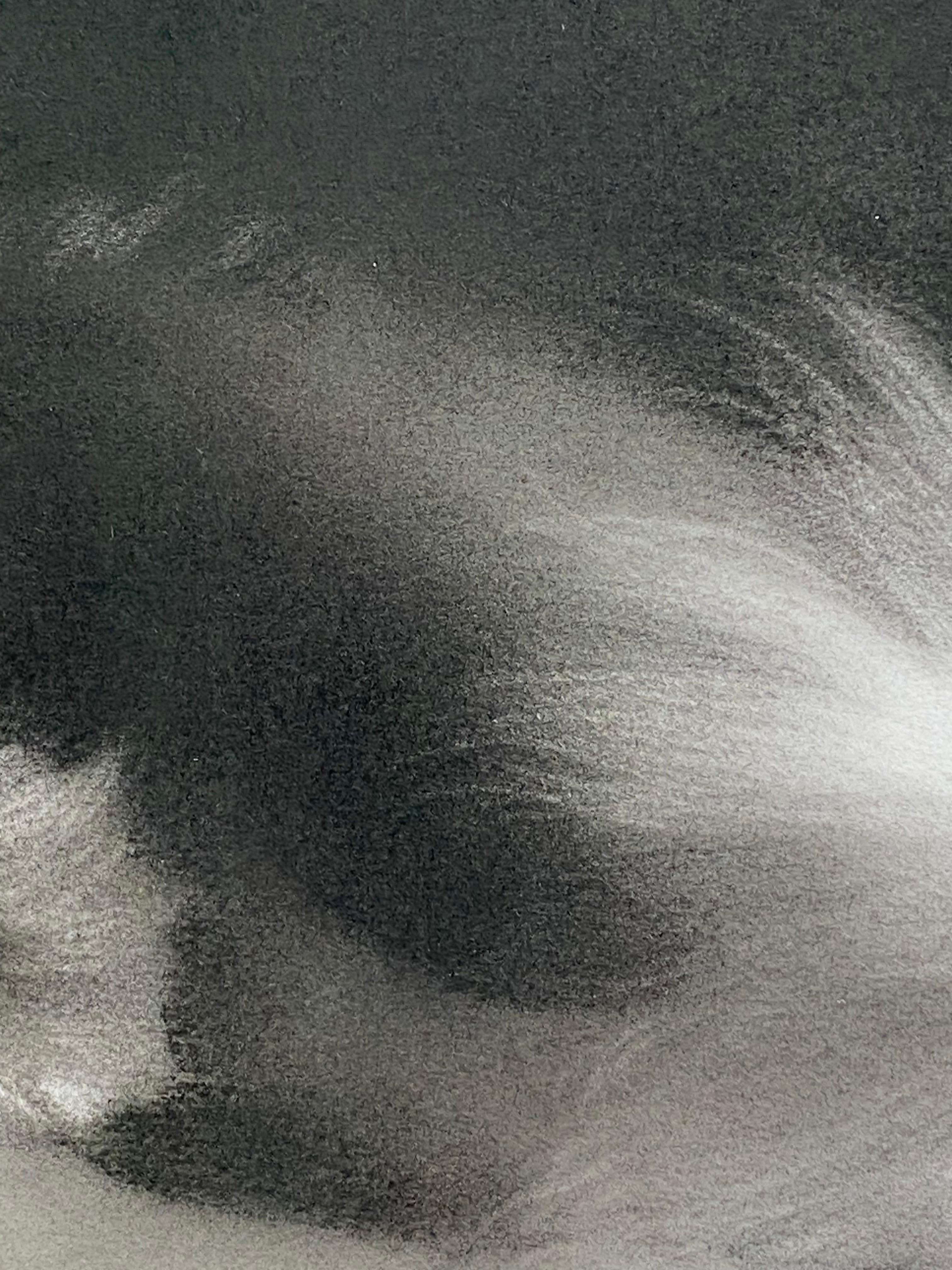 feline Mystique - Dessin au fusain contemporain du 21ème siècle d'un chat en vente 1