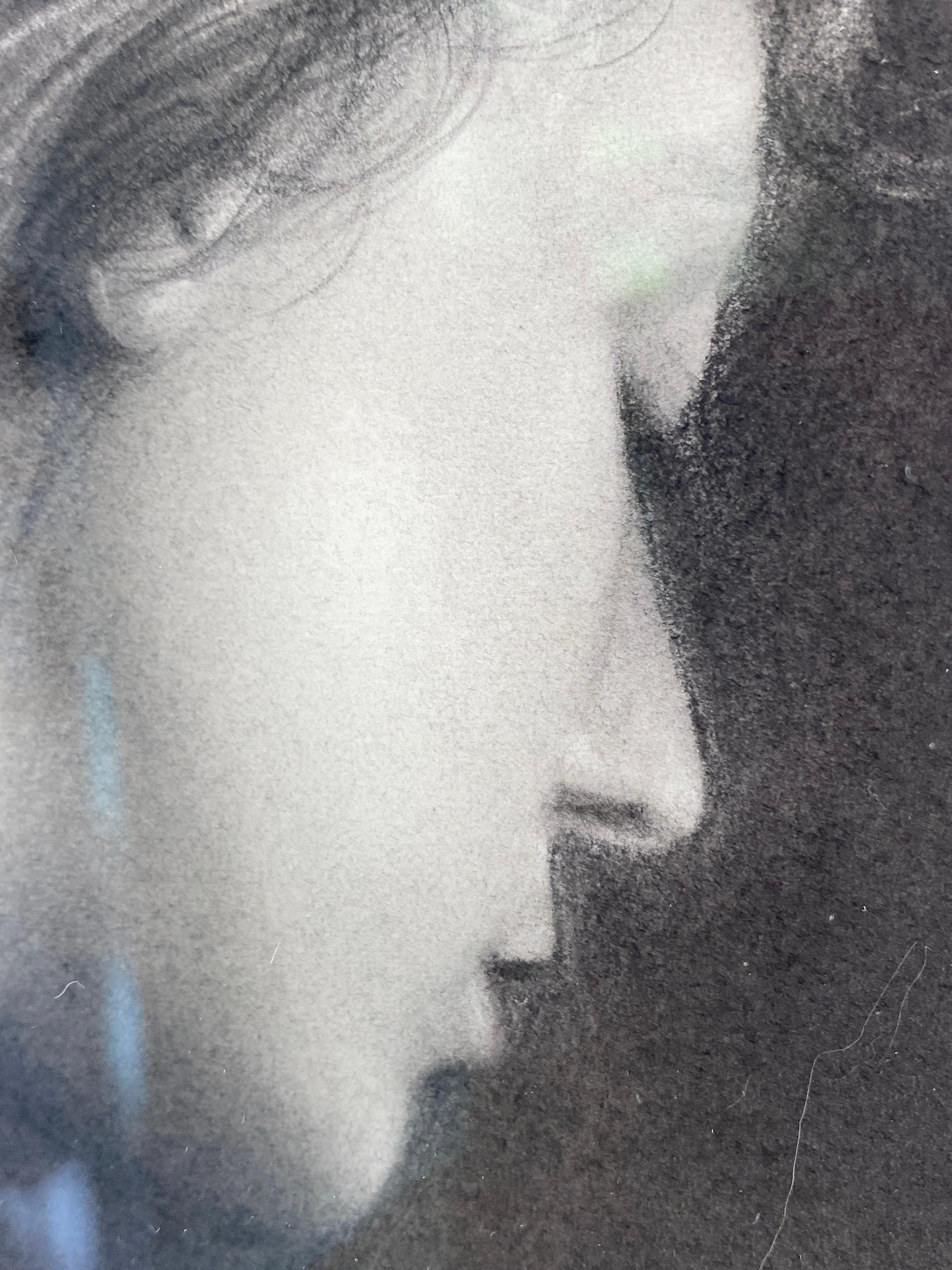 Einstimmung - Zeitgenössische Kohlezeichnung eines Mädchens aus dem 21. im Angebot 2