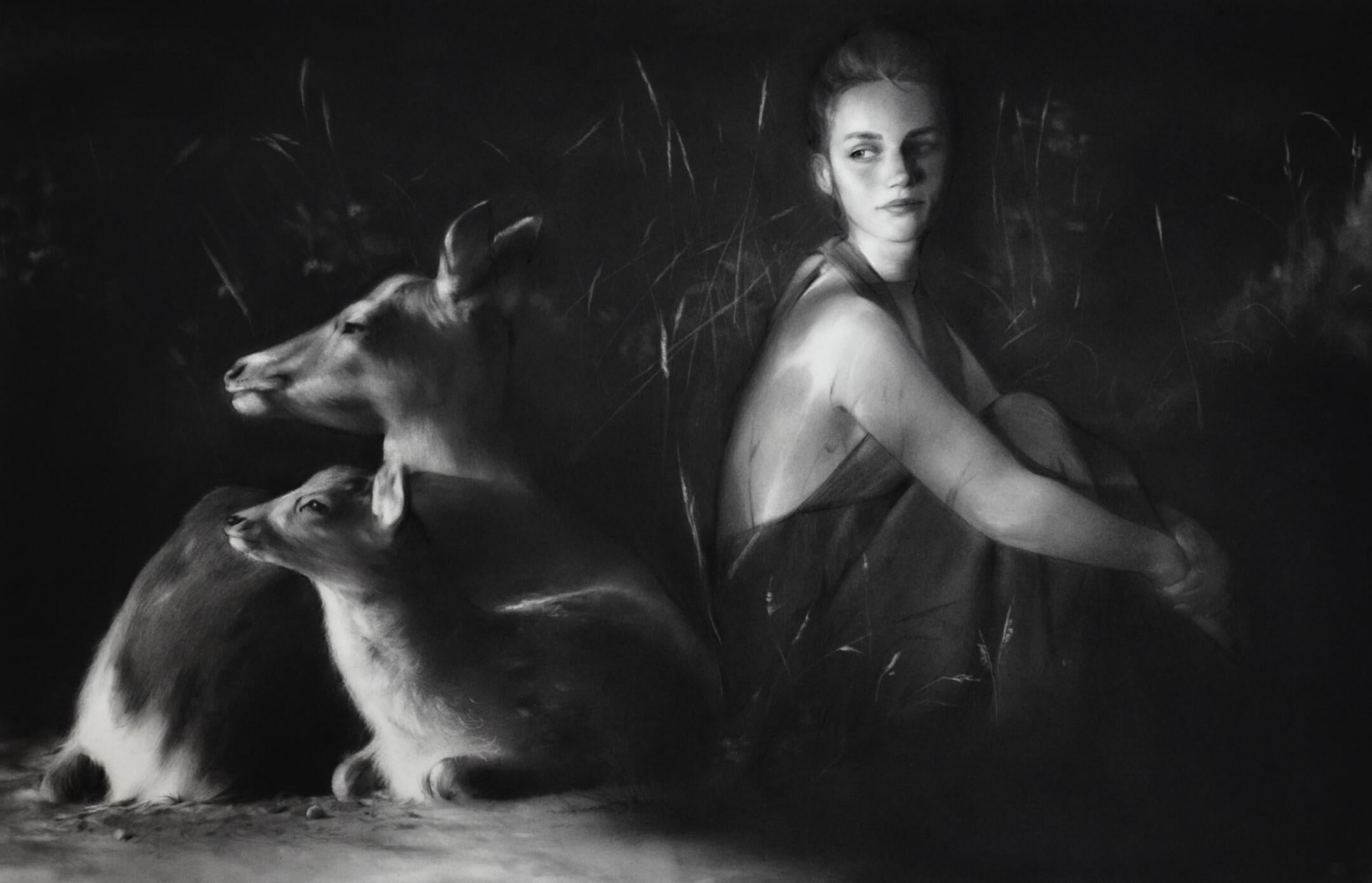 Oversized Figurative Drawings and Watercolors